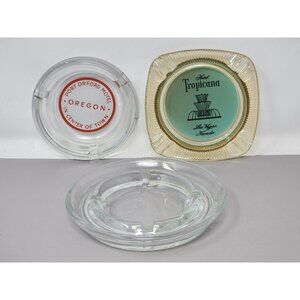 3 Vintage Glass Ashtray Featuring Port Orford &‎ Tropicana Designs